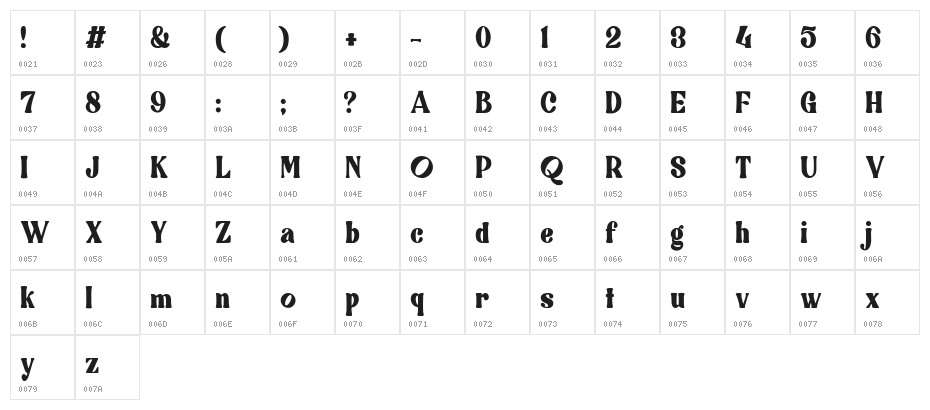 Quickly Sustain Regular Character Map