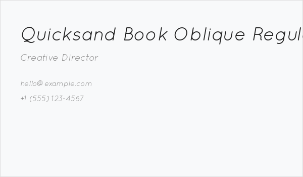 Quicksand Book Oblique Regular Business Card