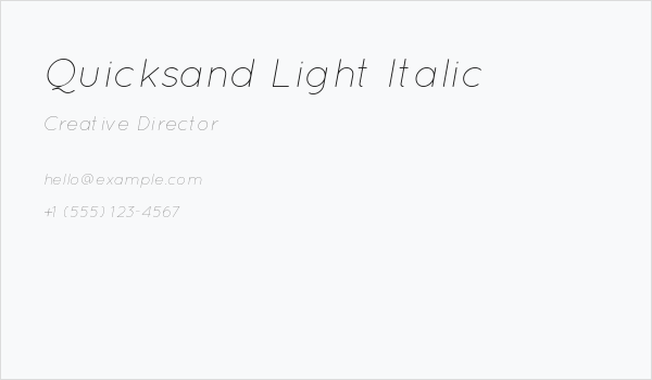 Quicksand Light Italic Business Card