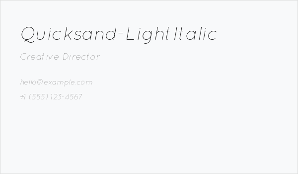 Quicksand-LightItalic Business Card