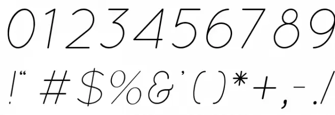 QuicksandLightOblique-Regular Font OTHER CHARS