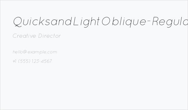 QuicksandLightOblique-Regular Business Card