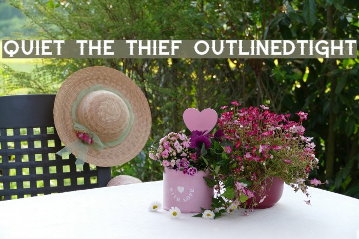 Quiet the Thief OutlinedTight Font examples