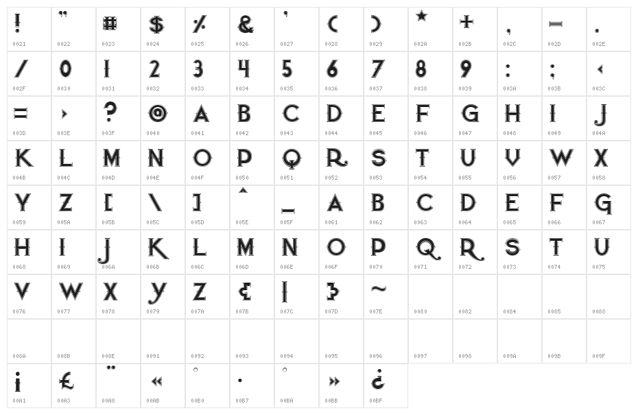 Quiet the Thief OutlinedWide Character Map