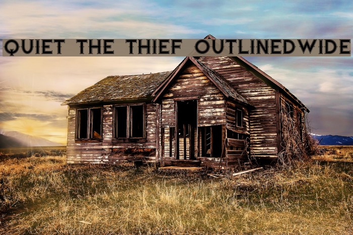 Quiet the Thief OutlinedWide Font examples