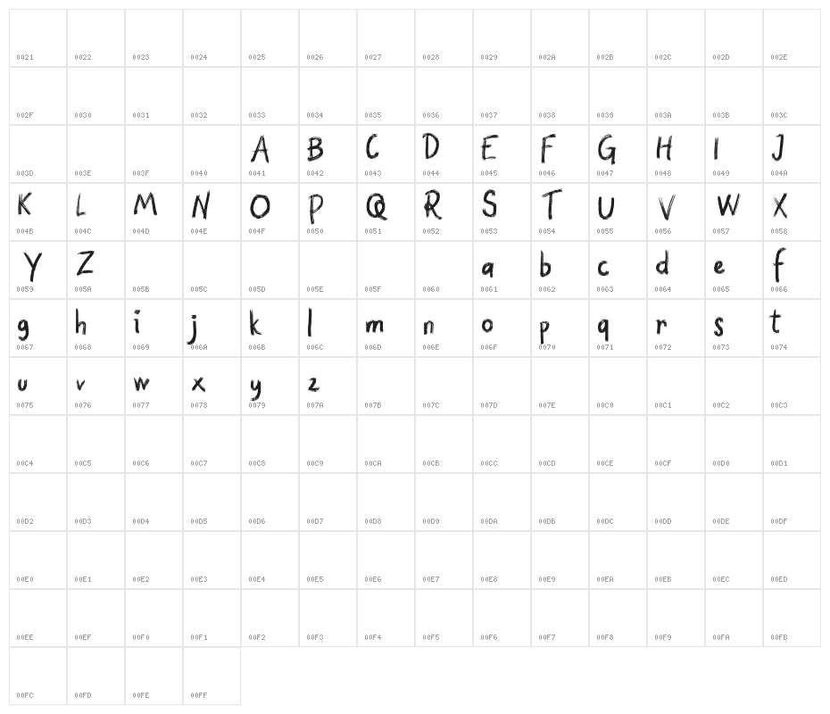QuietFREE Character Map