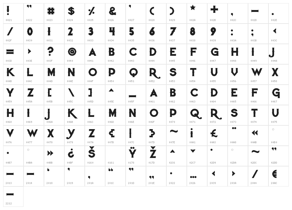 QuiettheThief-Bold Character Map