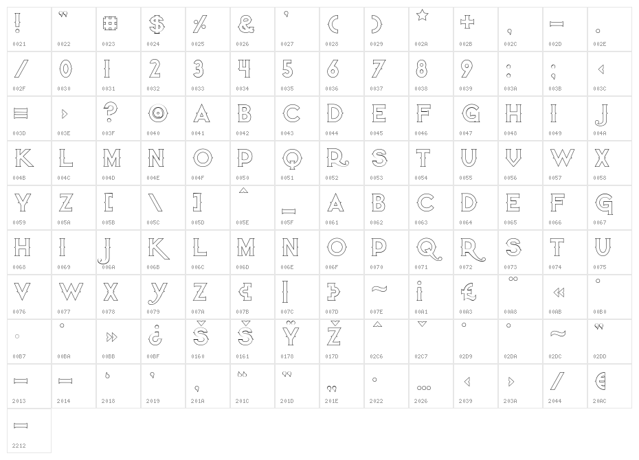 QuiettheThief-EmptyBold Character Map