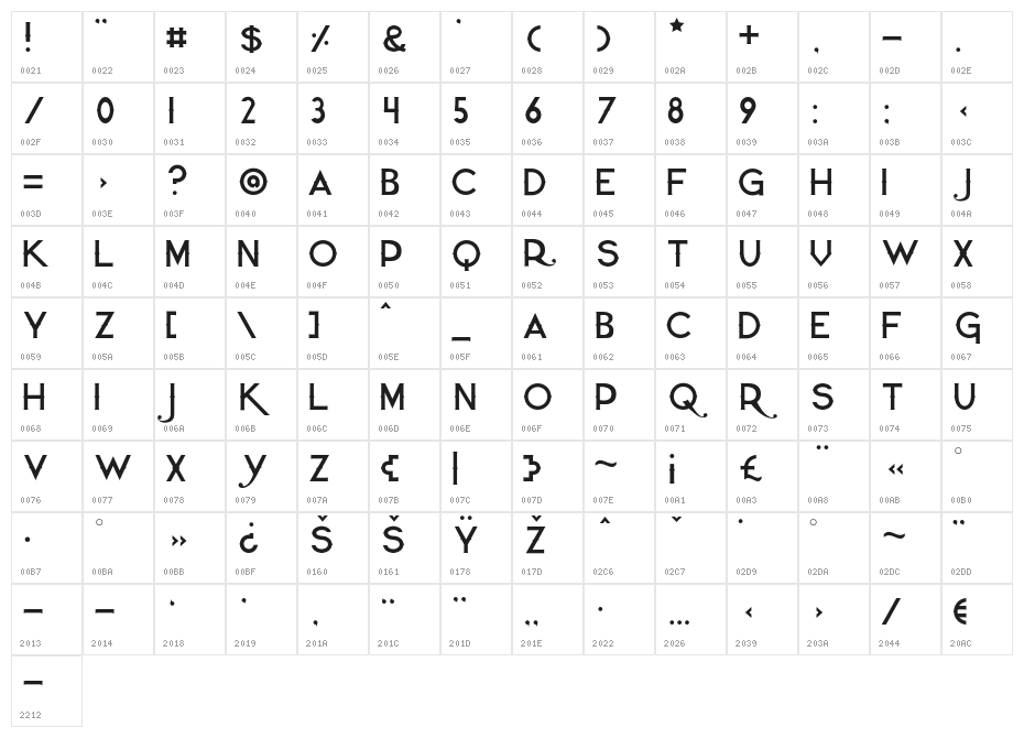 QuiettheThief-Thin Character Map