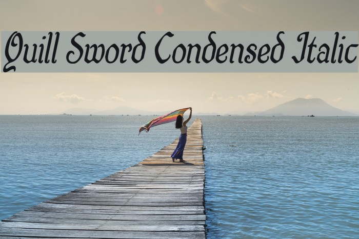 Quill Sword Condensed Italic Font examples