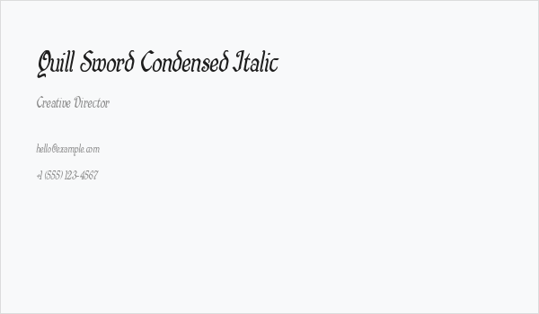 Quill Sword Condensed Italic Business Card