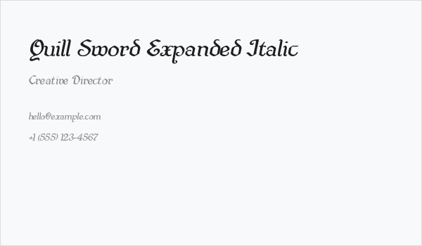 Quill Sword Expanded Italic Business Card