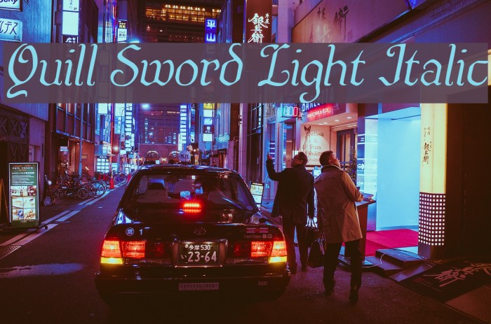 Quill Sword Light Italic Font examples