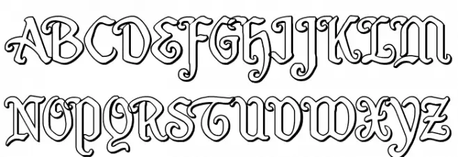 Quill Sword Outline Caratteri MAIUSCOLE