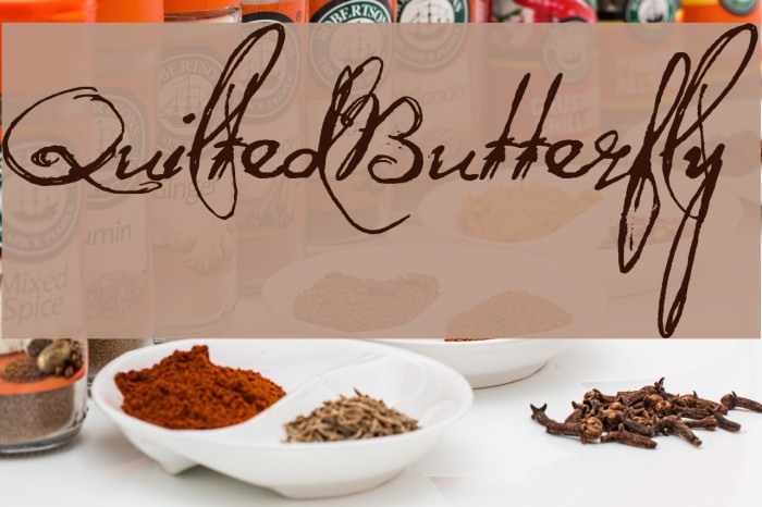 QuiltedButterfly Schriftart examples