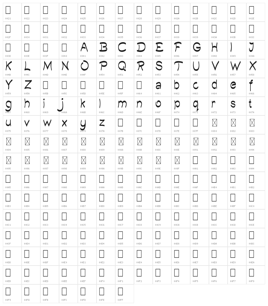 Quilty Demo Regular Character Map