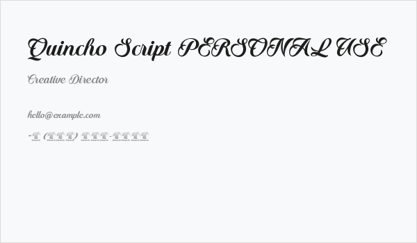 Quincho Script PERSONAL USE Business Card