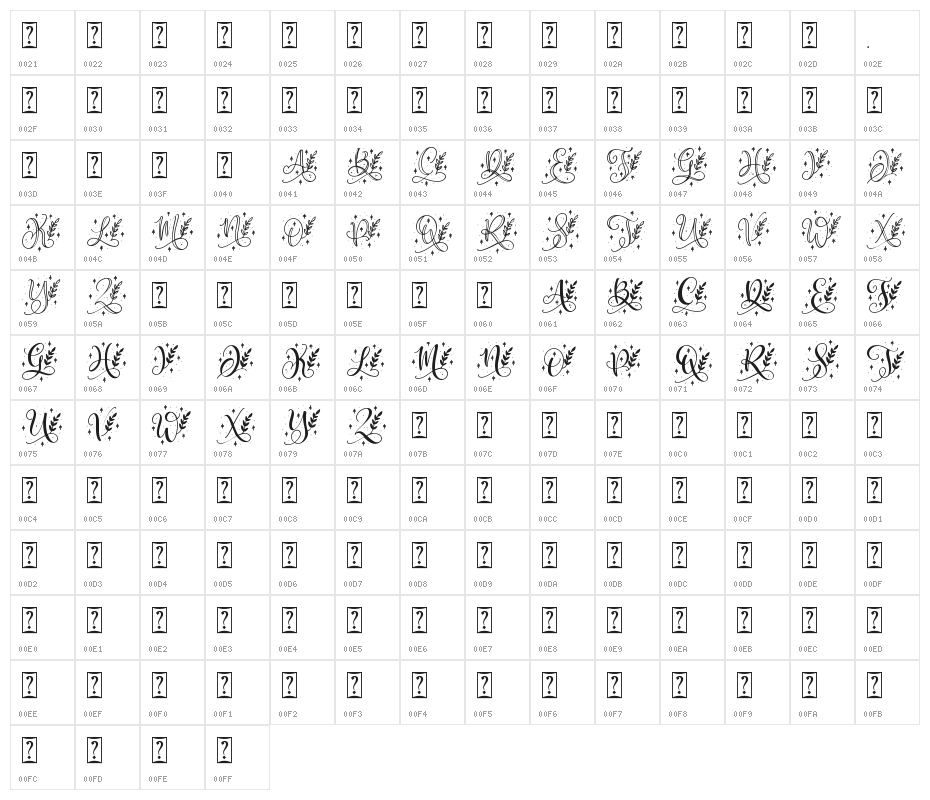 Quinn Monogram Character Map