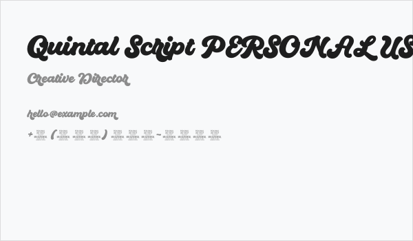 Quintal Script PERSONAL USE ONLY Bold Business Card