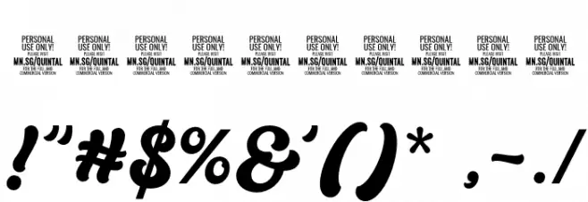 Quintal Script PERSONAL USE ONLY Regular Font OTHER CHARS