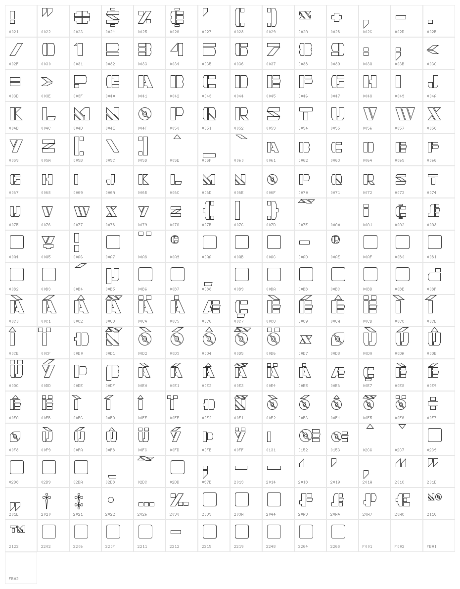 Quintanar Hollow Character Map