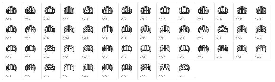Quinteto Book Regular Character Map