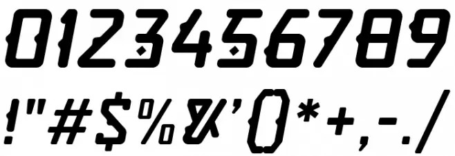 Quirko-Oblique Шрифта ДРУГИЕ символов