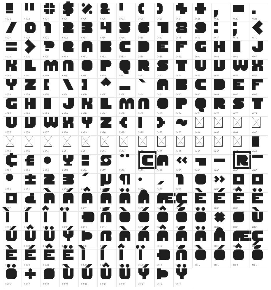 Quirky Brewery Regular Character Map