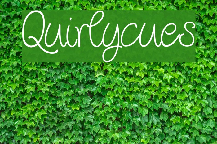 Quirlycues Шрифта examples