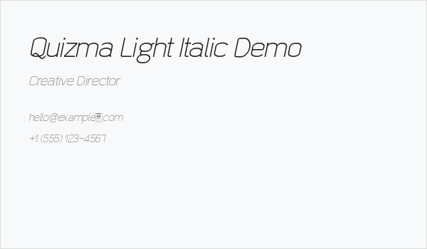 Quizma Light Italic Demo Business Card