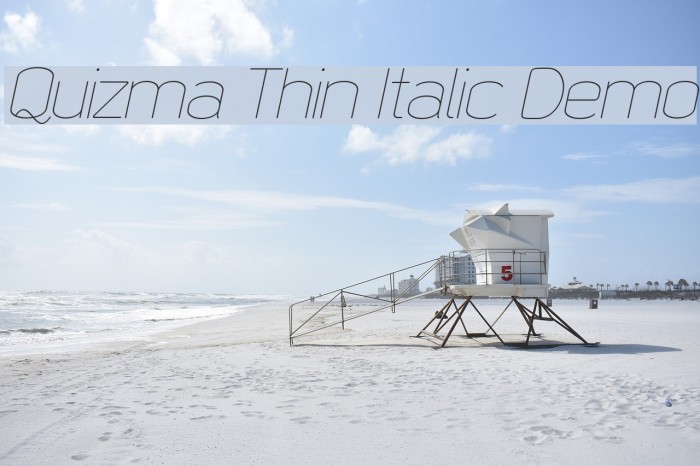 Quizma Thin Italic Demo Font examples