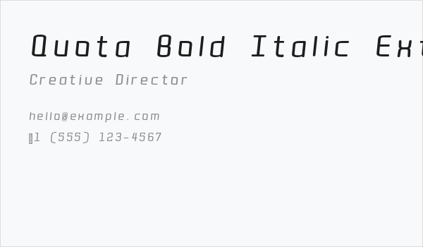 Quota Bold Italic Ext. Business Card