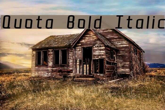 Quota Bold Italic Font examples