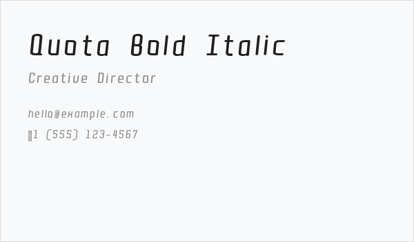 Quota Bold Italic Business Card