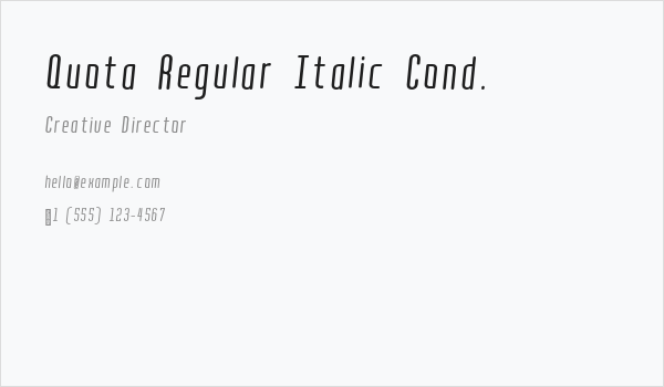 Quota Regular Italic Cond. Business Card