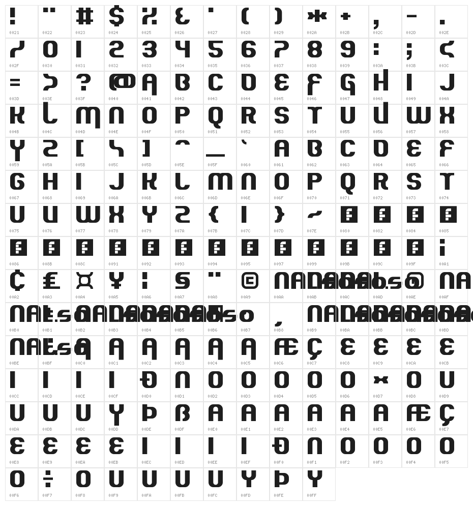 Quous Inno Regular Character Map