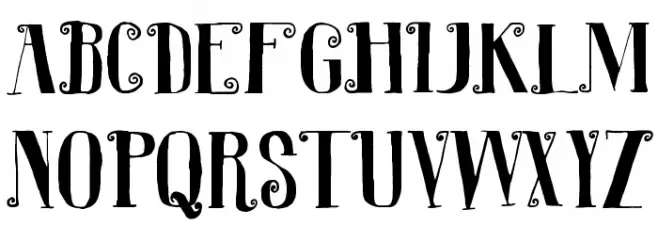 R. Squiddy Fancy Font Litere mici