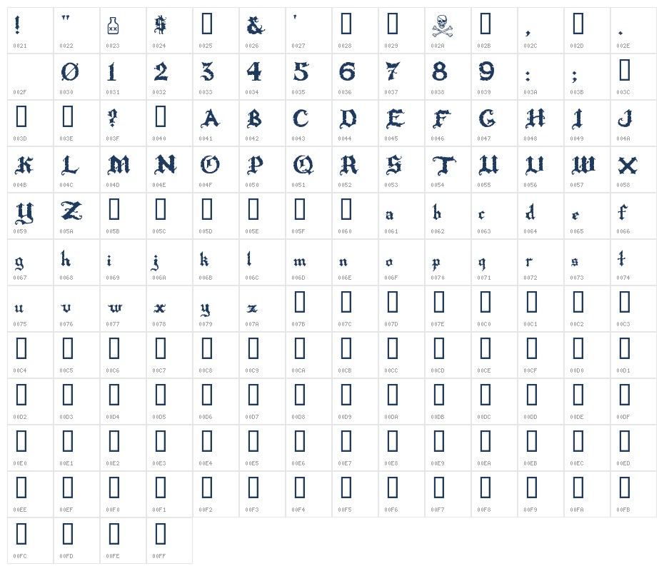 RAPSCALL Character Map