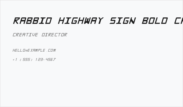 Rabbid Highway Sign Bold Caps Italic Business Card