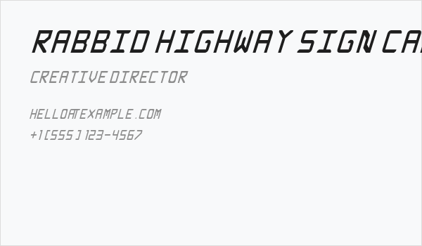 Rabbid Highway Sign Caps Narrow Italic Business Card