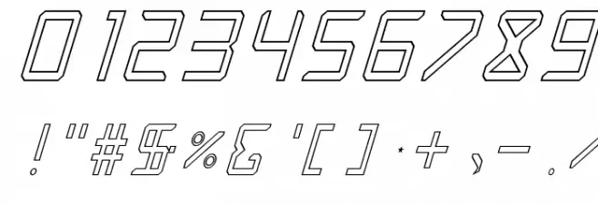 Rabbid Highway Sign Caps Narrow Outline Italic Font OTHER CHARS