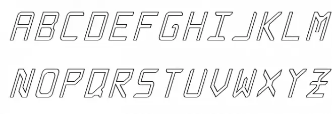 Rabbid Highway Sign Caps Narrow Outline Italic Fonte MAIÚSCULAS