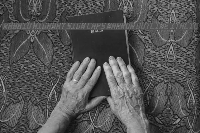 Rabbid Highway Sign Caps Narrow Outline Italic Font examples