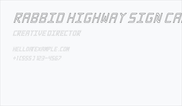 Rabbid Highway Sign Caps Narrow Outline Italic Business Card