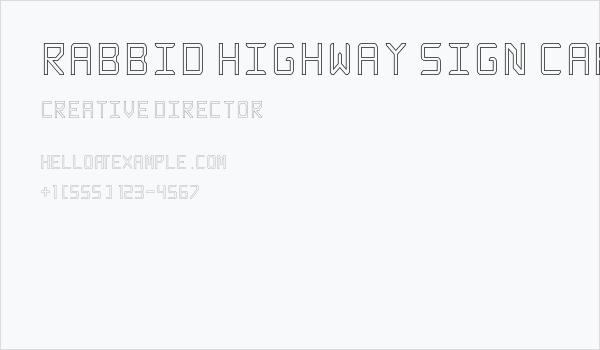 Rabbid Highway Sign Caps Narrow Outline Business Card