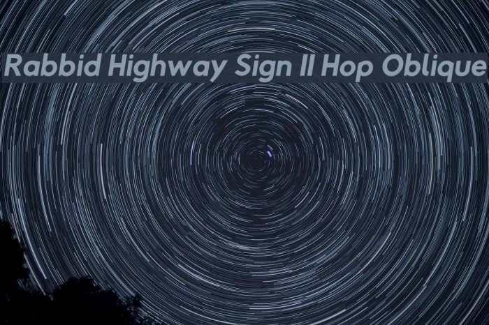 Rabbid Highway Sign II Hop Oblique Font examples