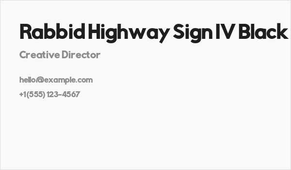 Rabbid Highway Sign IV Black Business Card