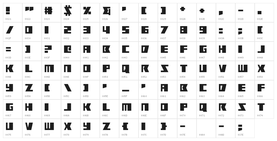 Rabbit Fire Character Map