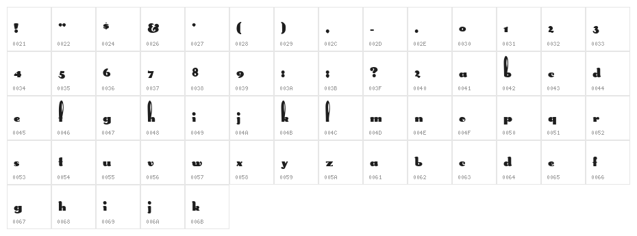 Rabbit Regular Character Map