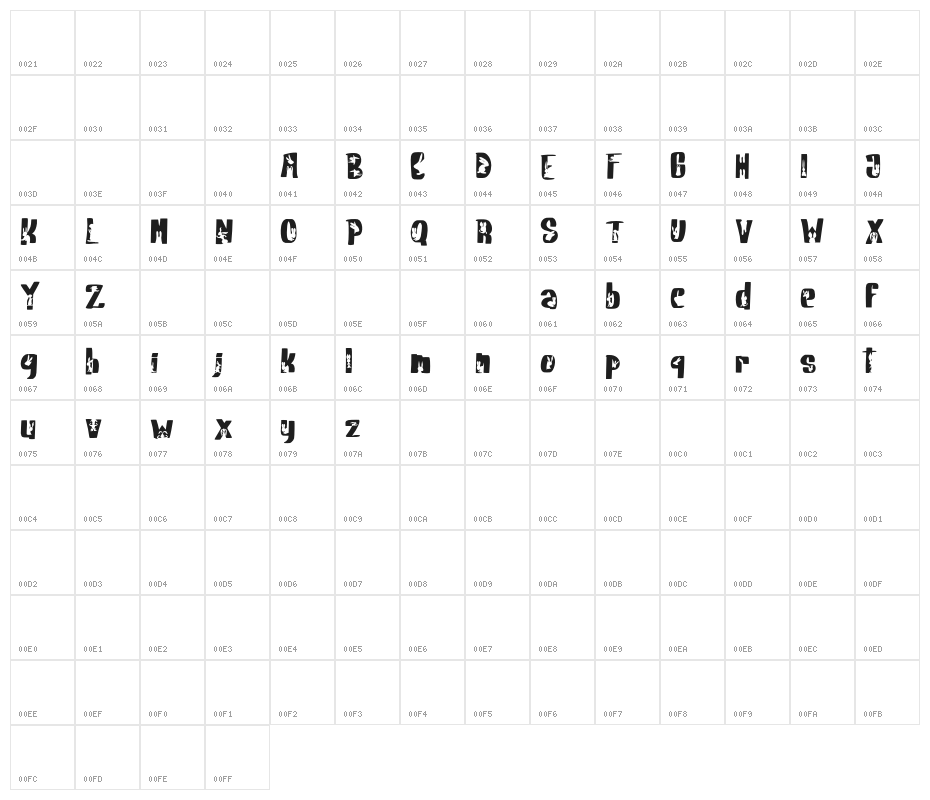 RabbitFREE Character Map